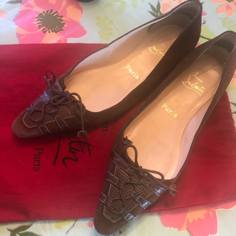 Christian Louboutin Flats Dark Brown Suede